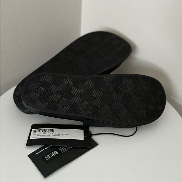 ⭕️ VERSACE JEANS Men’s Slippers Flit Flops Sandals Black Designer 43 US 10 - Picture 7 of 7